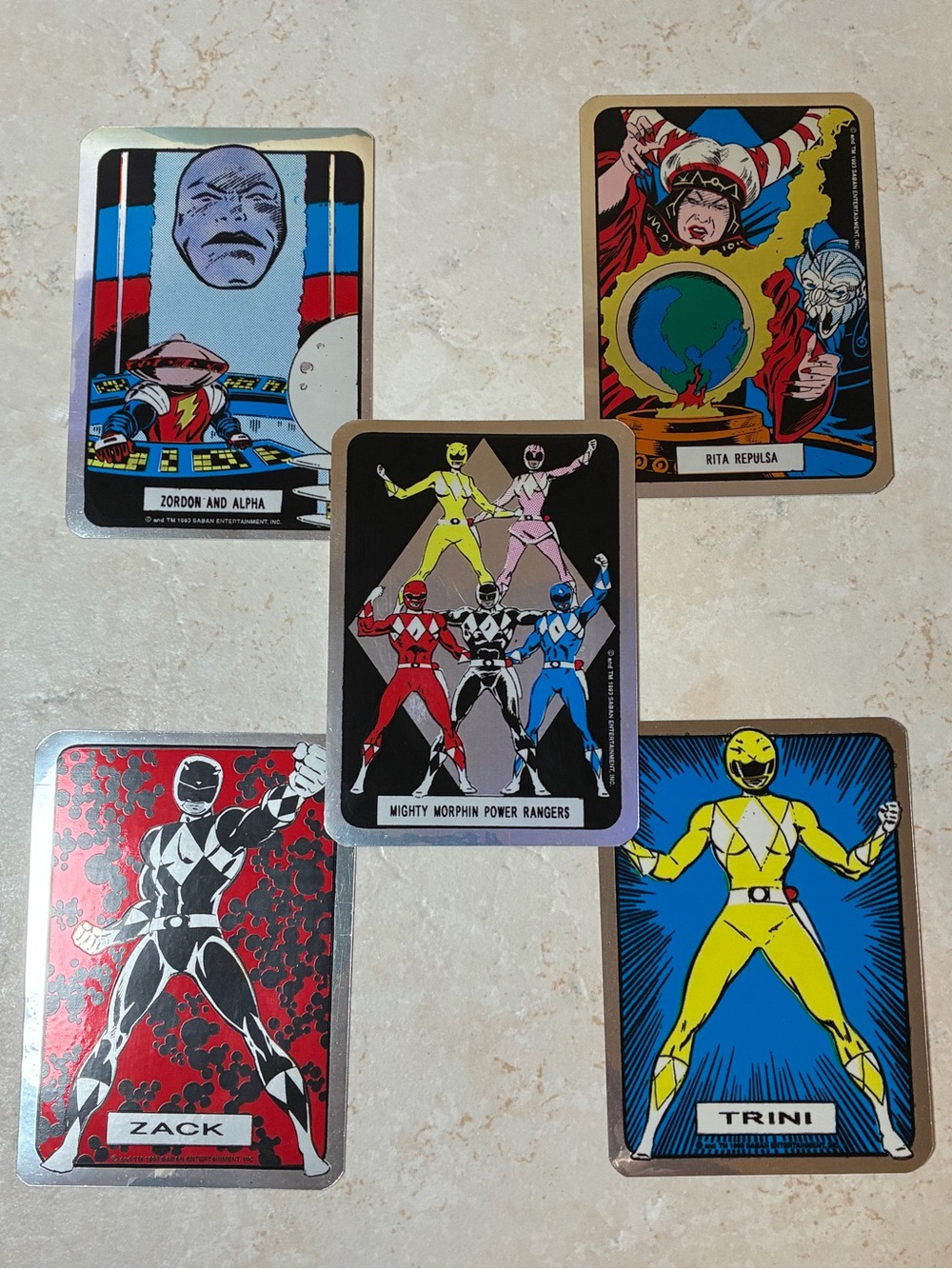 Vintage Mighty Morphin Power Rangers Foil Stickers Lot of 5